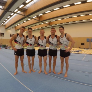 Von links: Lukas Dauser, Marcel Nguyen, Fabian Hambüchen, Andreas Bretschneider, Andreas Toba