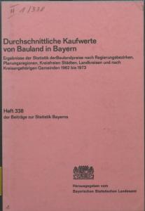 Heft 338  - 1962-1973 Kaufwerte Bauland