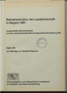 Heft 479 - 1991 Betriebsstruktur der Landwirtschaft
